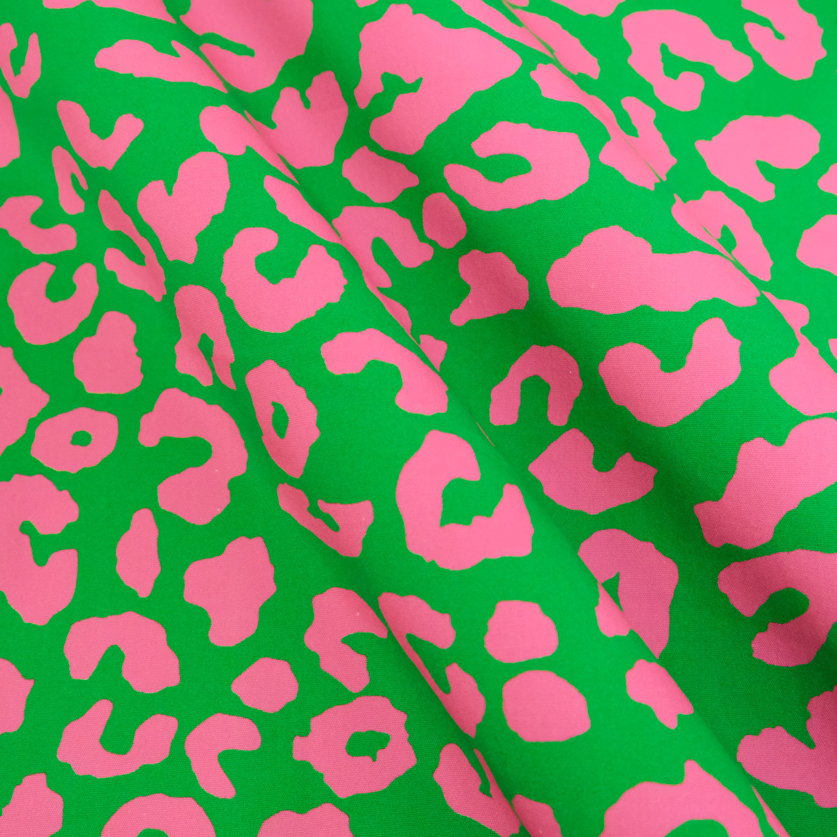 Bright Green and Pink Leopard-Print Canvas - Maison Klem